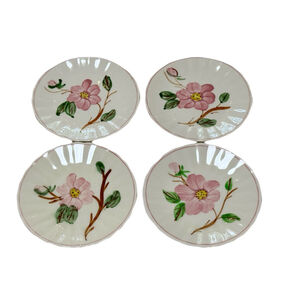 Blue Ridge Dinnerware Set Hand painted White Pink Floral Dessert Plates